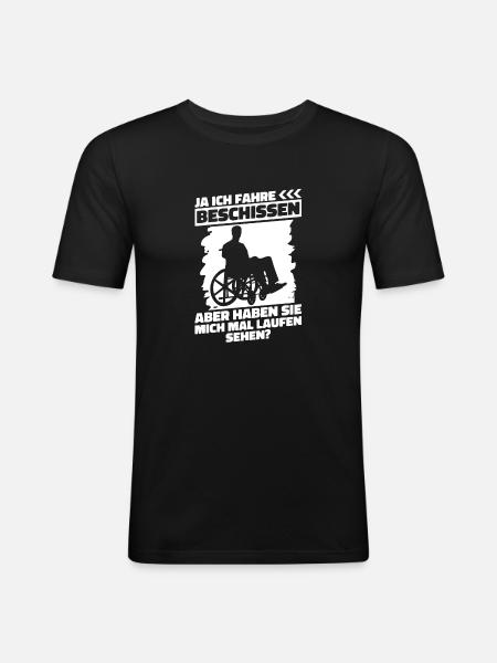 Rollstuhl Rollstuhlfahrer Lustig - Männer Slim Fit T-Shirt - Schwarz