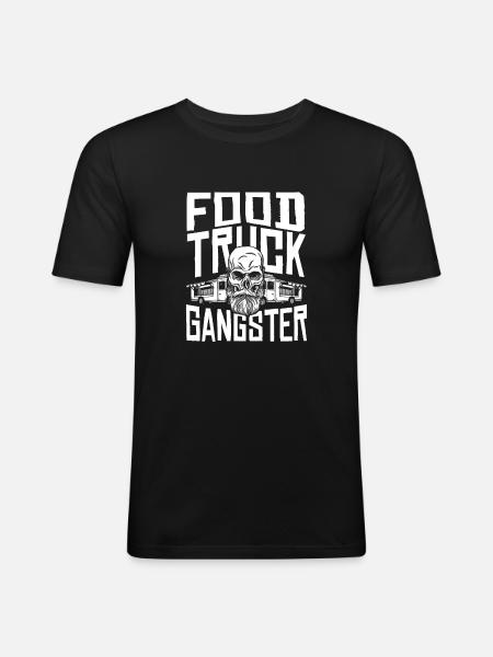 Straßenessen Schädel - Männer Slim Fit T-Shirt - Schwarz