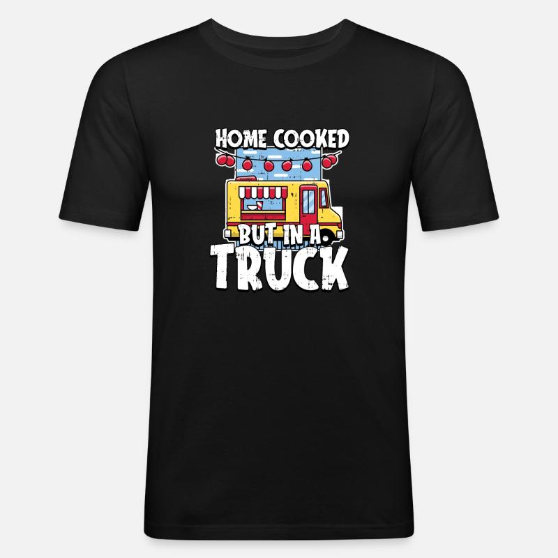 Straßenessen Witzig - Männer Slim Fit T-Shirt - Schwarz