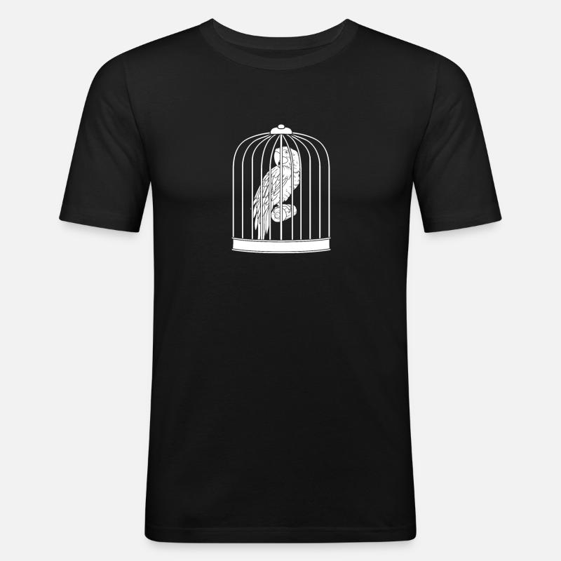Papagei Käfig - Männer Slim Fit T-Shirt - Schwarz