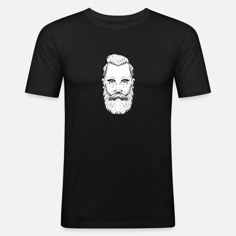 Bart Vollbart - Männer Slim Fit T-Shirt - Schwarz