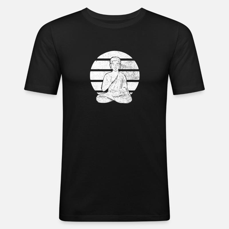 Buddha Buddhist - Männer Slim Fit T-Shirt - Schwarz