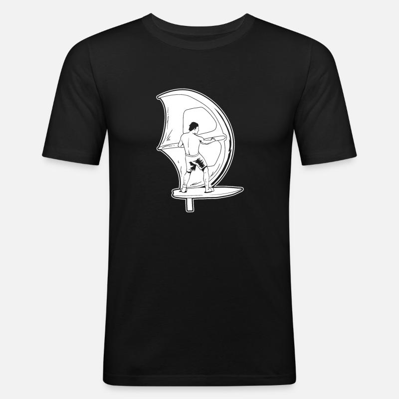 Wing Surf Wing Foil - Männer Slim Fit T-Shirt - Schwarz