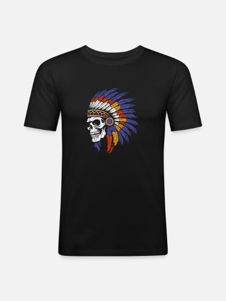 Indigenous Skull and Crossbones - Men's Slim Fit T-Shirt - black