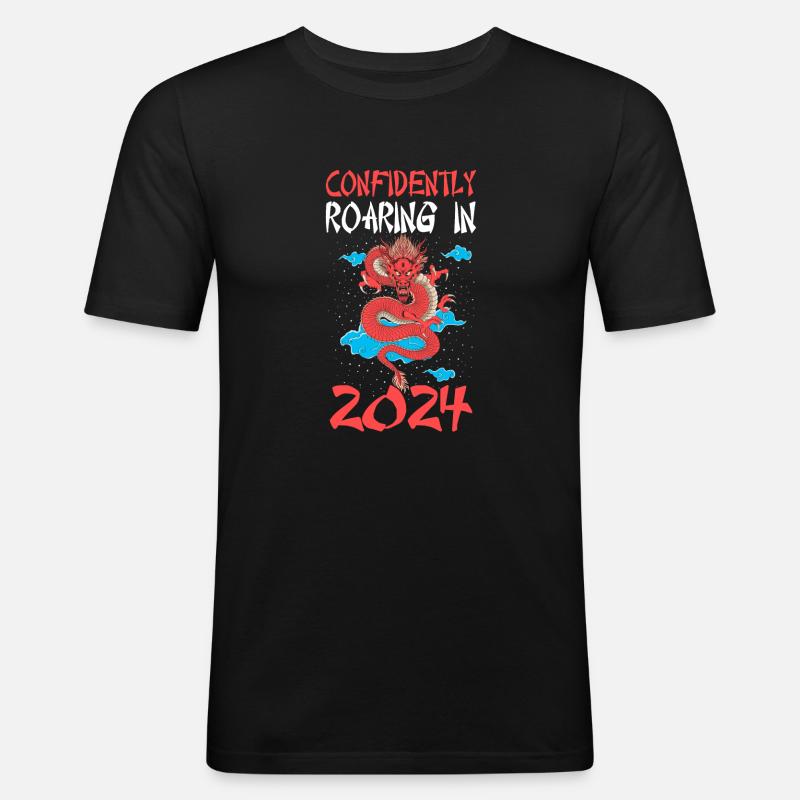 Année du Dragon 2024 - T-shirt près du corps Homme - noir