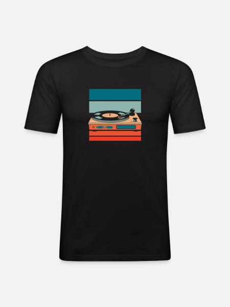 Collectionneur de disques vinyles - T-shirt près du corps Homme - noir