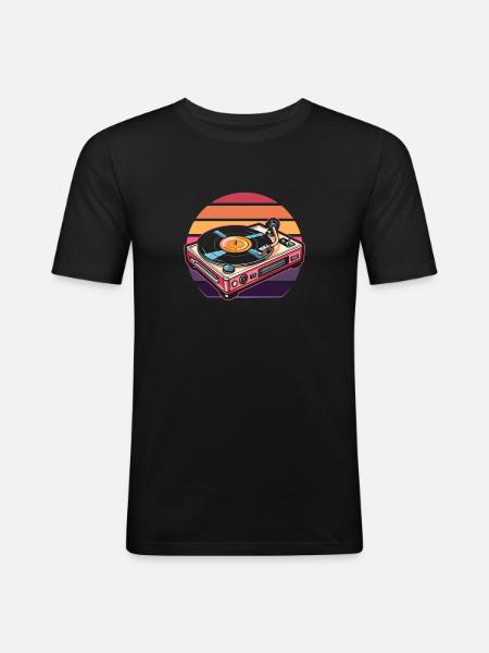 Collectionneur de disques vinyles - T-shirt près du corps Homme - noir