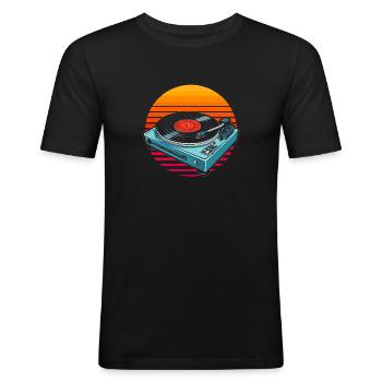 Vinyl Record Collector - Men's Slim Fit T-Shirt - black - Front - Nik (191cm)