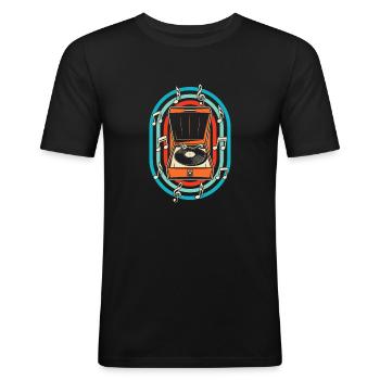 Vinyl Record Collector - Men's Slim Fit T-Shirt - black - Front - Nik (191cm)