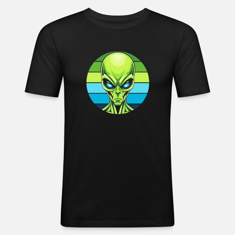 Alien Außerirdischer - Männer Slim Fit T-Shirt - Schwarz