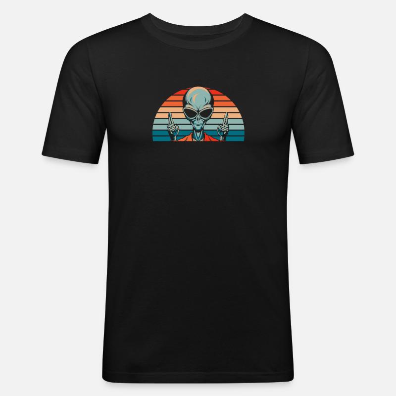 Alien Außerirdischer - Männer Slim Fit T-Shirt - Schwarz