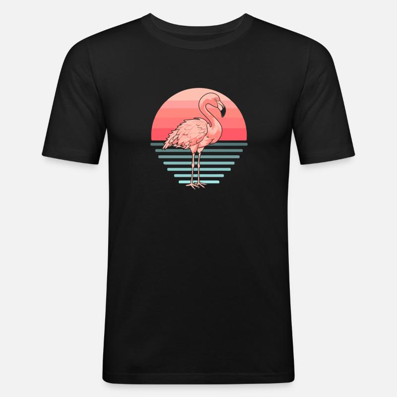 Flamingo - Männer Slim Fit T-Shirt - Schwarz