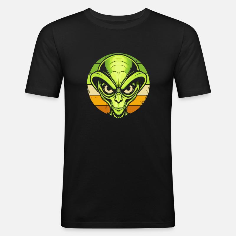 Alien Außerirdischer - Männer Slim Fit T-Shirt - Schwarz