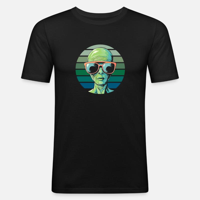 Alien Außerirdischer - Männer Slim Fit T-Shirt - Schwarz