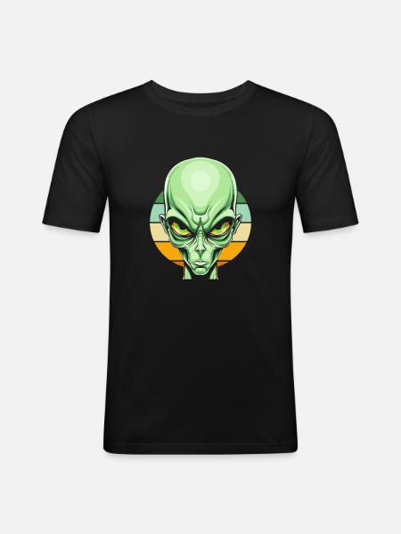 Alien Außerirdischer - Männer Slim Fit T-Shirt - Schwarz