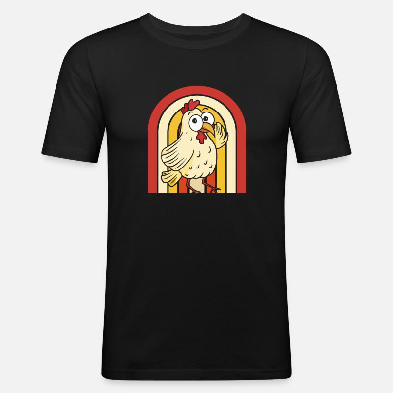 Huhn Henne - Männer Slim Fit T-Shirt - Schwarz
