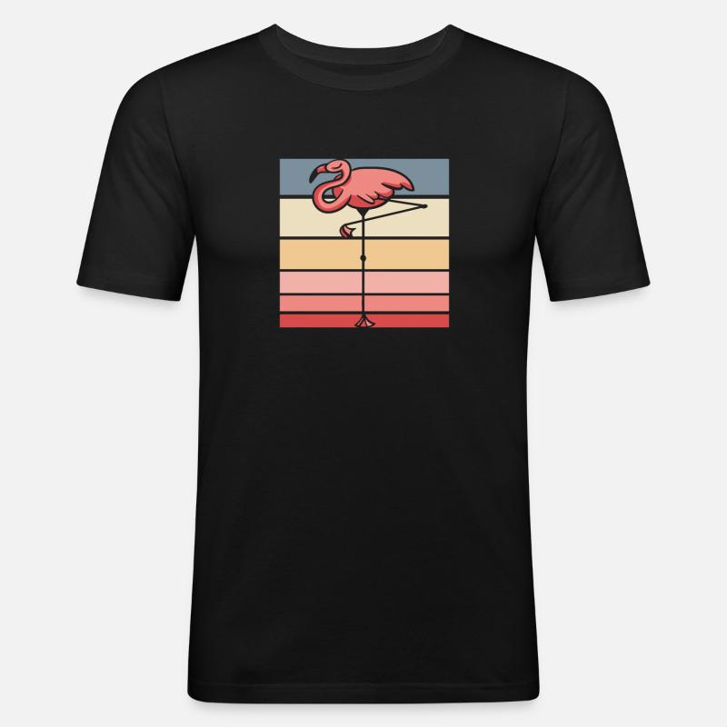 Flamingo - Männer Slim Fit T-Shirt - Schwarz
