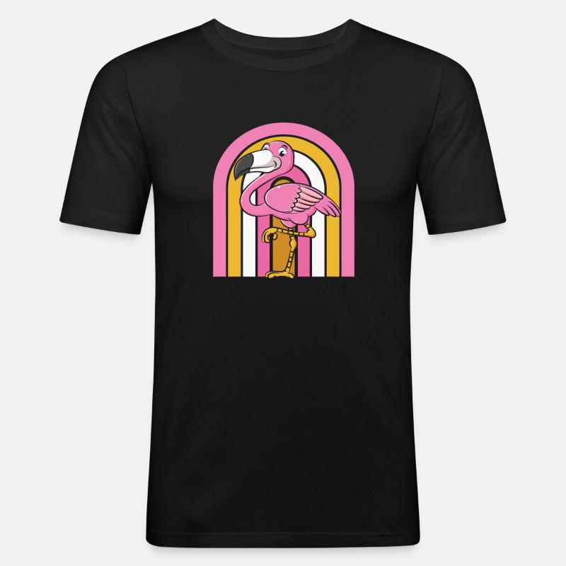 Flamingo - Männer Slim Fit T-Shirt - Schwarz
