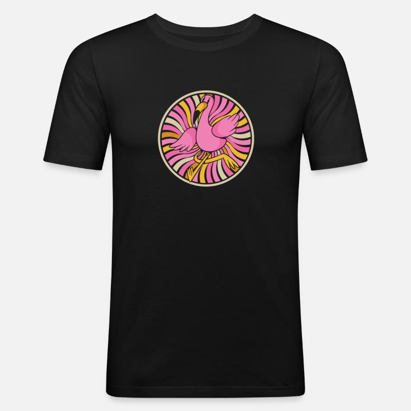Flamingo - Männer Slim Fit T-Shirt - Schwarz