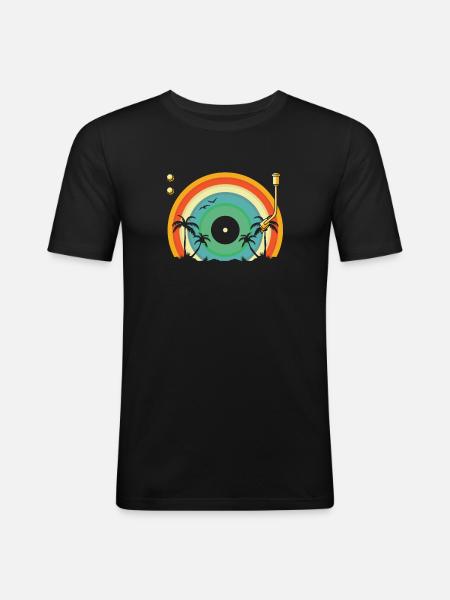 Collectionneur de disques vinyles - T-shirt près du corps Homme - noir