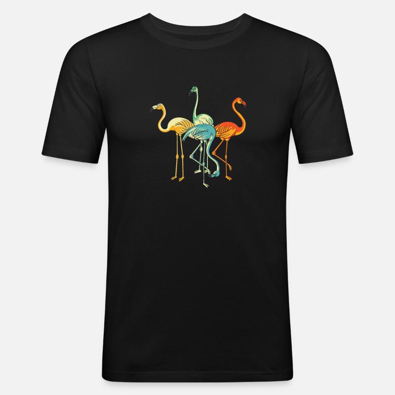 Flamingo - Männer Slim Fit T-Shirt - Schwarz