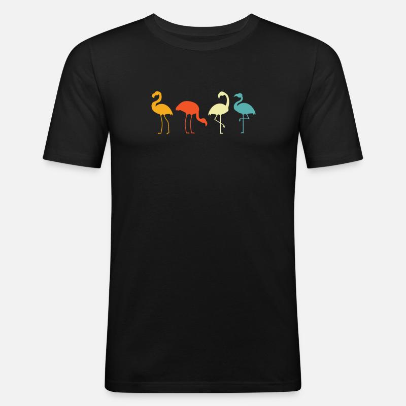 Flamingo - Männer Slim Fit T-Shirt - Schwarz