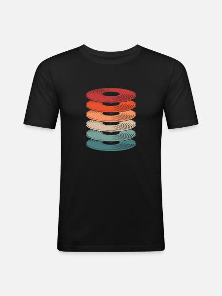 Collectionneur de disques vinyles - T-shirt près du corps Homme - noir