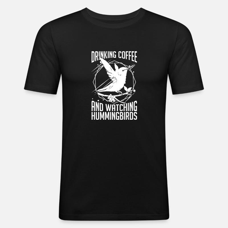 Kolibri Kaffeevogel - Männer Slim Fit T-Shirt - Schwarz