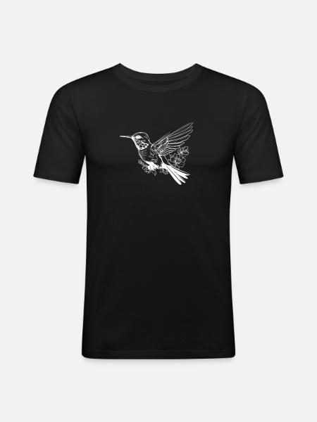 Colibri au trait - T-shirt près du corps Homme - noir