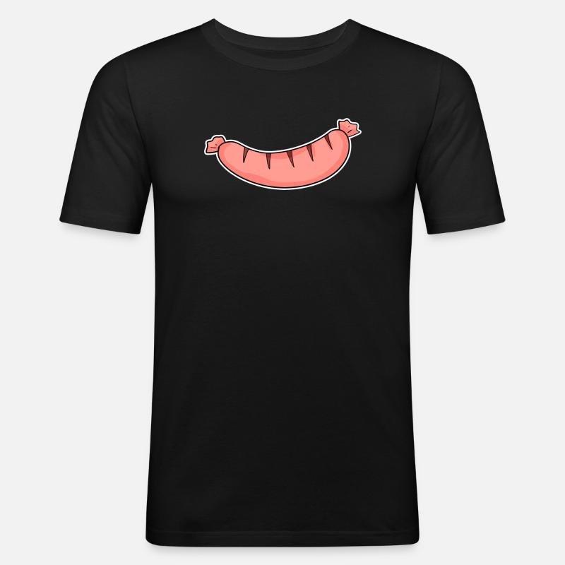 Wurst Motiv - Männer Slim Fit T-Shirt - Schwarz
