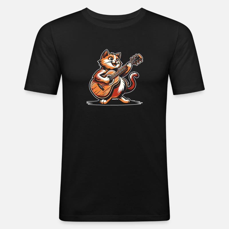 Akustikgitarre - Männer Slim Fit T-Shirt - Schwarz