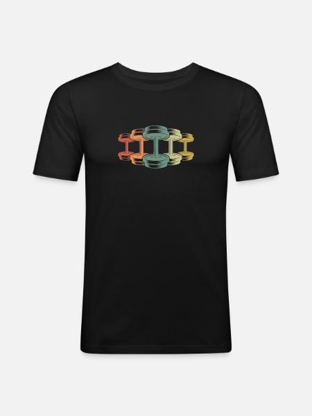 Fitness Dumbbell - Men's Slim Fit T-Shirt - black