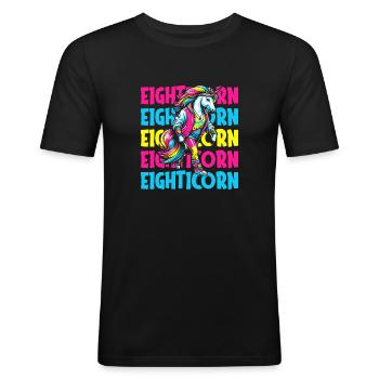 80s Eighties Unicorn Eighticorn - Men's Slim Fit T-Shirt - black - Front - Nik (191cm)