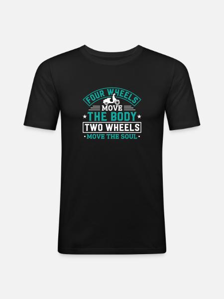 Motorroller - Männer Slim Fit T-Shirt - Schwarz