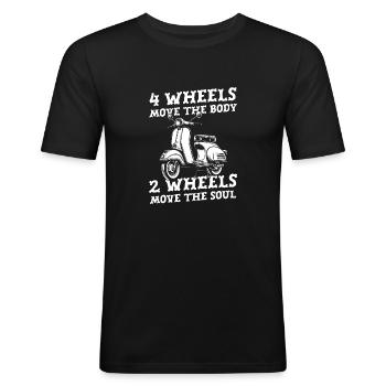 Motorroller - Männer Slim Fit T-Shirt - Schwarz - Vorne - Nik (191cm)