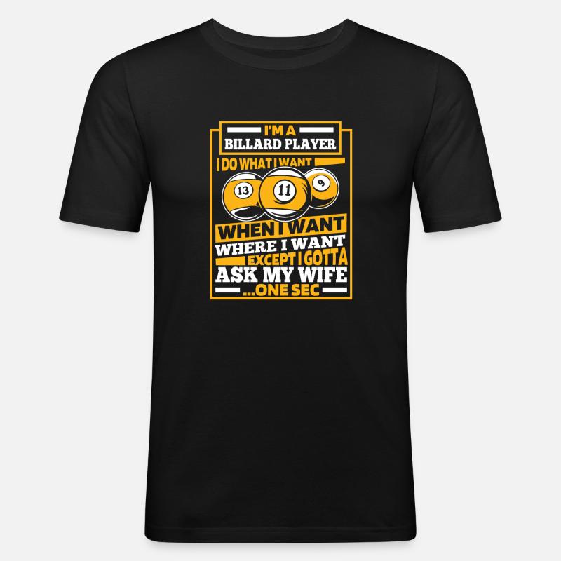 Billard - Männer Slim Fit T-Shirt - Schwarz