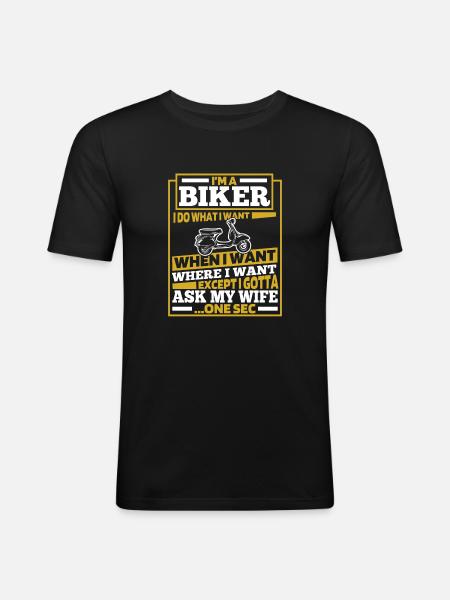 Motorroller - Männer Slim Fit T-Shirt - Schwarz