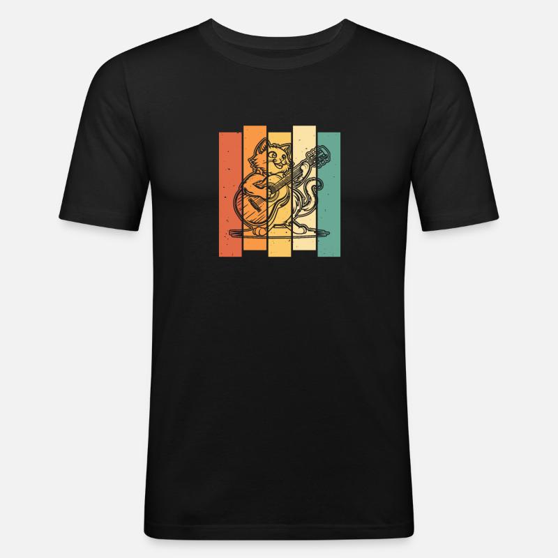 Akustikgitarre - Männer Slim Fit T-Shirt - Schwarz