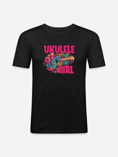 Ukulélé Ukulélé Fille - T-shirt près du corps Homme - noir