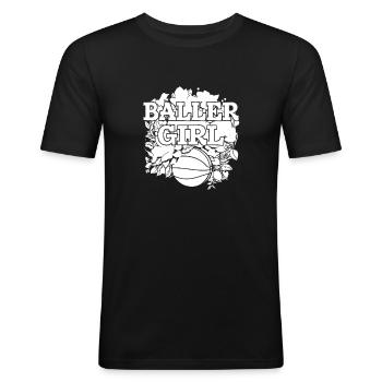 Basketball Girl Baller Girl - Men's Slim Fit T-Shirt - black - Front - Nik (191cm)
