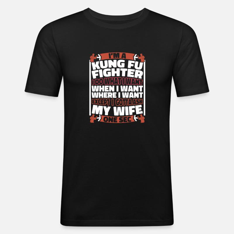 Kung Fu - Männer Slim Fit T-Shirt - Schwarz