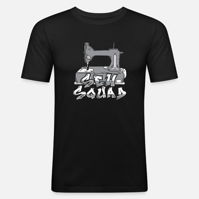 Nähen Nähmaschine - Männer Slim Fit T-Shirt - Schwarz