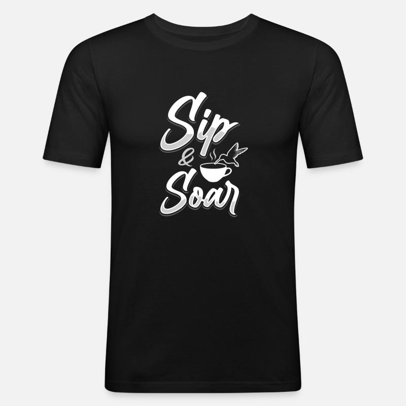 Kolibri Kaffee Koffein - Männer Slim Fit T-Shirt - Schwarz