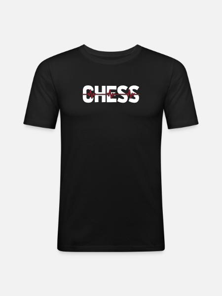 Chess ECG Heartbeat - Men's Slim Fit T-Shirt - black