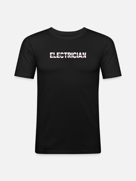Electrician Electronics Technician Ekg Heartbeat - Men's Slim Fit T-Shirt - black
