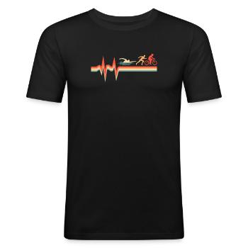 Triathlon Triathlète ECG Rythme cardiaque - T-shirt près du corps Homme - noir - Devant - Nik (191cm)