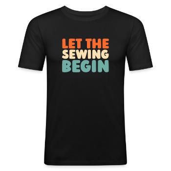 Machine à coudre - T-shirt près du corps Homme - noir - Devant - Nik (191cm)