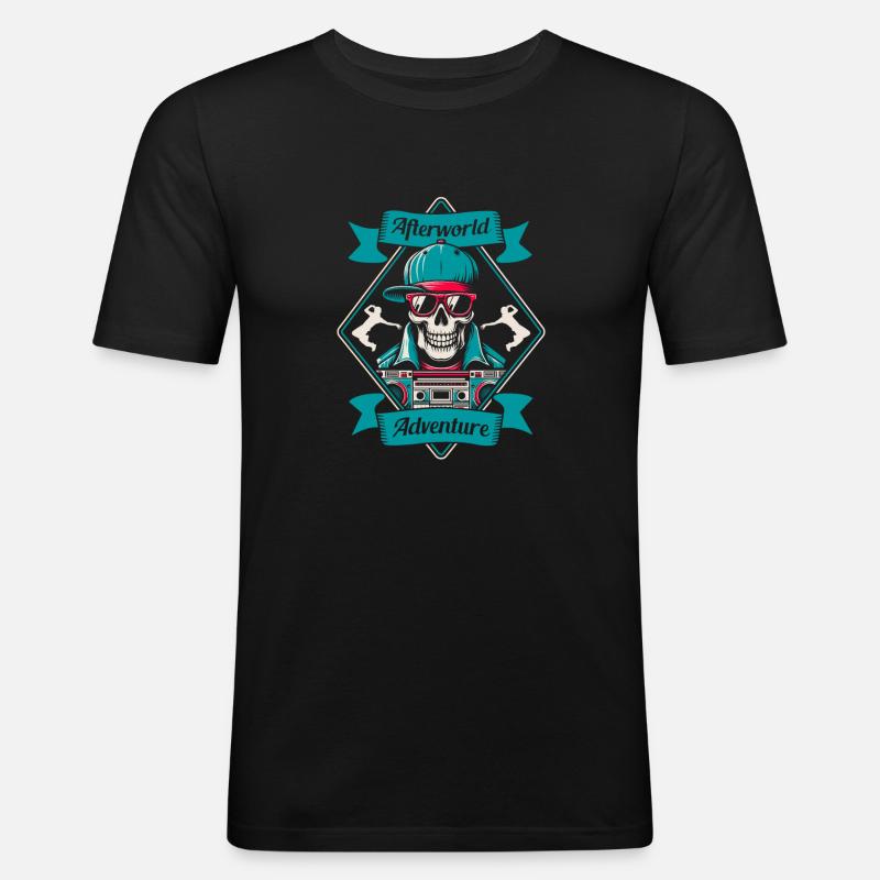 Breakdance Breakdancer Breakdancing Schädel - Männer Slim Fit T-Shirt - Schwarz
