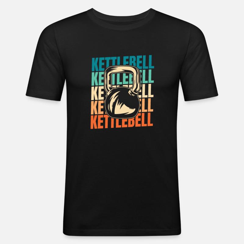 Kettlebell - Männer Slim Fit T-Shirt - Schwarz