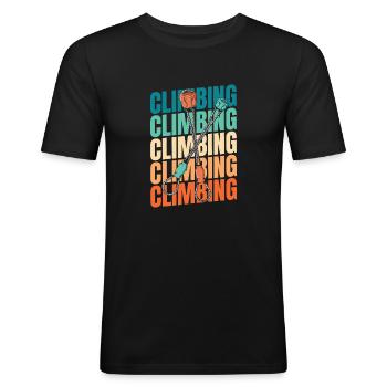 Grimpeurs d’escalade - T-shirt près du corps Homme - noir - Devant - Nik (191cm)